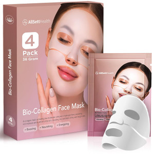 AllSett Health Bio Collagen Face Mask Skin Care Deep Collagen Overnight Mask 36g Mask (4 Pack) | Korean Technology Skincare Pure Collagen with Pore Minimizing Deep Hydrating Firming Hydrogel AllSett Health Bio Collagen Face Mask Skin Care Deep Collagen Overnight Mask 36g Mask (4 Pack) | Korean Technology Skincare Pure Collagen with Pore Minimizing Deep Hydrating Firming Hydrogel