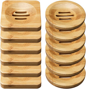 Bamboo Soap Dishes, Wooden Soap Tray Soap Holder, Shampoo Bar Holder Bar Soap Holder for Bathroom, Kitchen (Square & Round)
