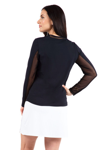 Solid Crew Top With Mesh