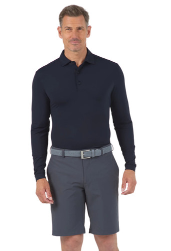 Men's Solid Long Sleeve Polo Shirt