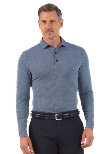 Men's Mini Check Long Sleeve Polo Shirt