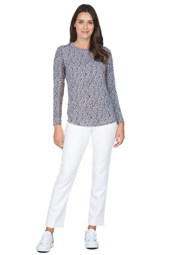 Sally Black Crew Top With Mesh