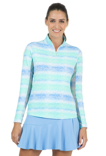 Ibkul Logo Jade Mock Neck Top