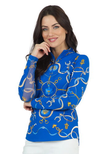 Alyson Blue Mock Neck Top