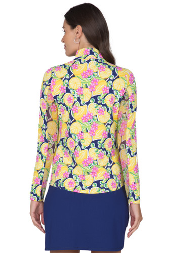 Calista Navy Mock Neck Top