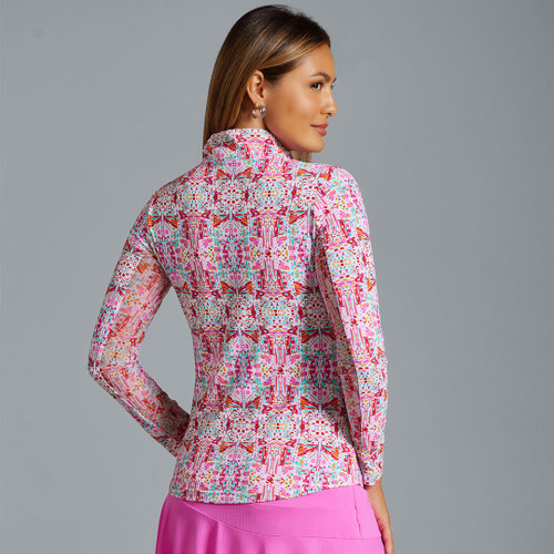 Ridley Watermelon Print Long Sleeve Mock Neck Top