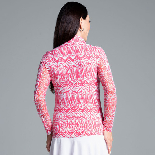 Barbara Watermelon Print Long Sleeve Mock Neck Top