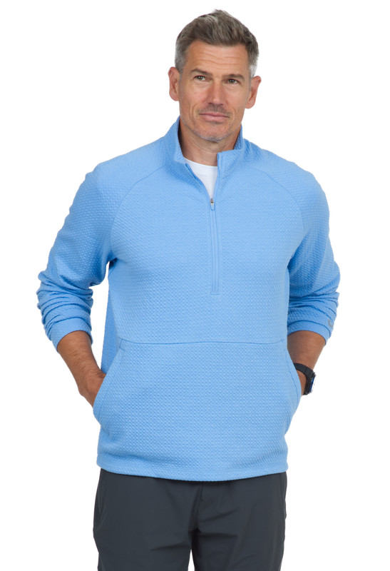 Popcorn Stitch Zip Pullover
