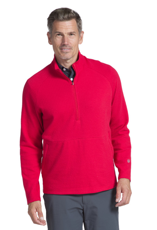 Popcorn Stitch Zip Pullover