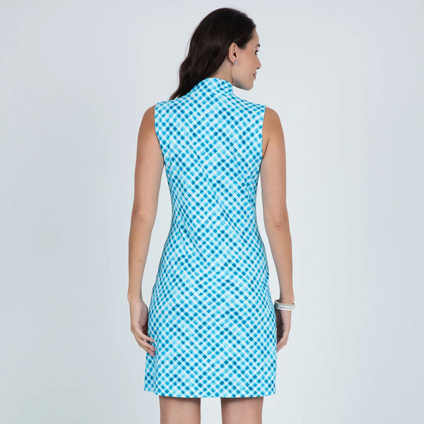 Gingham Check Sleeveless Mock Dress