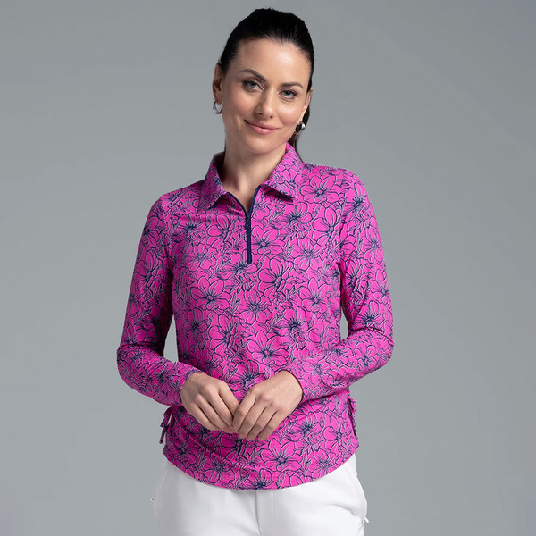 Diana Hot Pink Adjustable Length Long Sleeve Polo Shirt