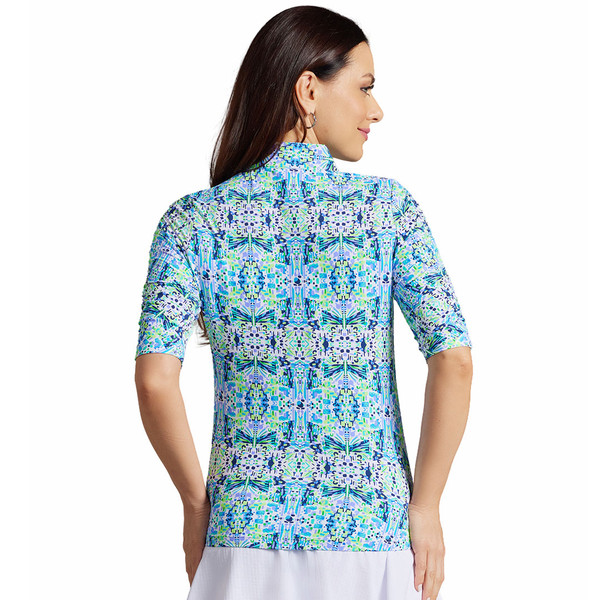 Ridley Navy Ruched Elbow Length Sleeve Top