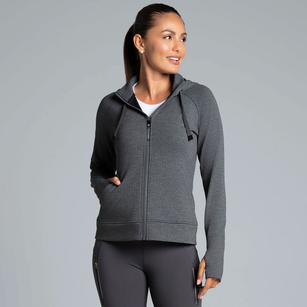 Solid Popcorn Stitch Zip Hoody Jacket