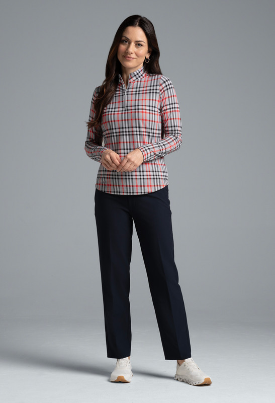 Judith Grey Print Long Sleeve Mock Neck Top