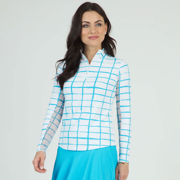 Color Block Print Long Sleeve Mock Neck Top | Cutler Sports