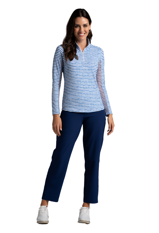 Landon Stripe II Print Long Sleeve Mock Neck Top