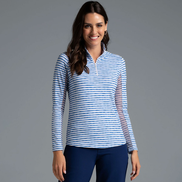 Landon Stripe II Print Long Sleeve Mock Neck Top