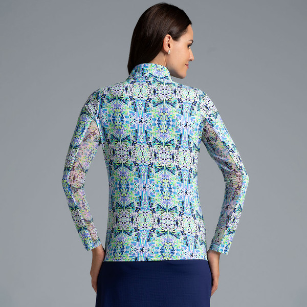 Color Block Print Long Sleeve Mock Neck Top | Cutler Sports