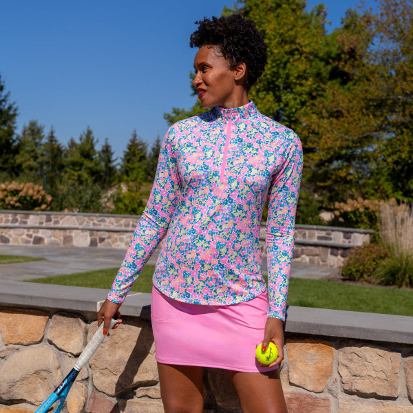 Ethereal Blooms UV Long Sleeve Mock Neck