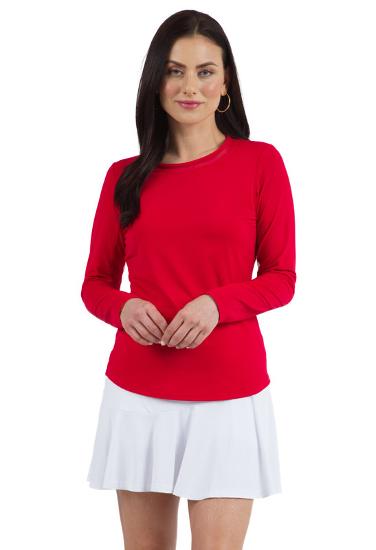 Solid Crew Top With Mesh