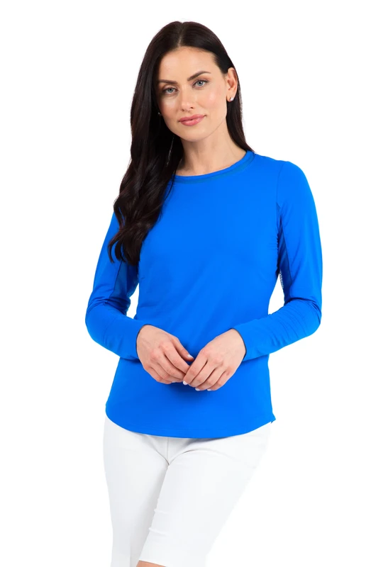 Solid Crew Top With Mesh