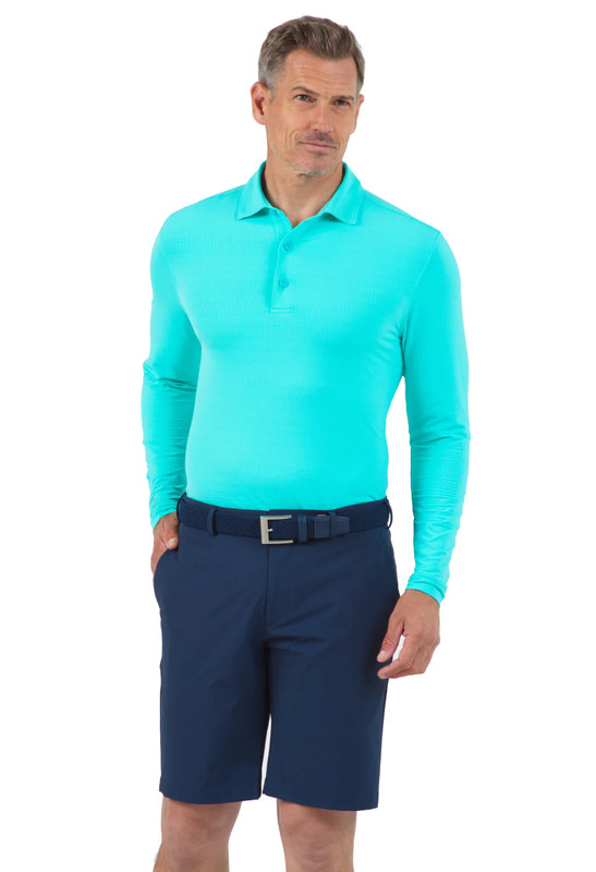 Men's Solid Long Sleeve Polo Shirt