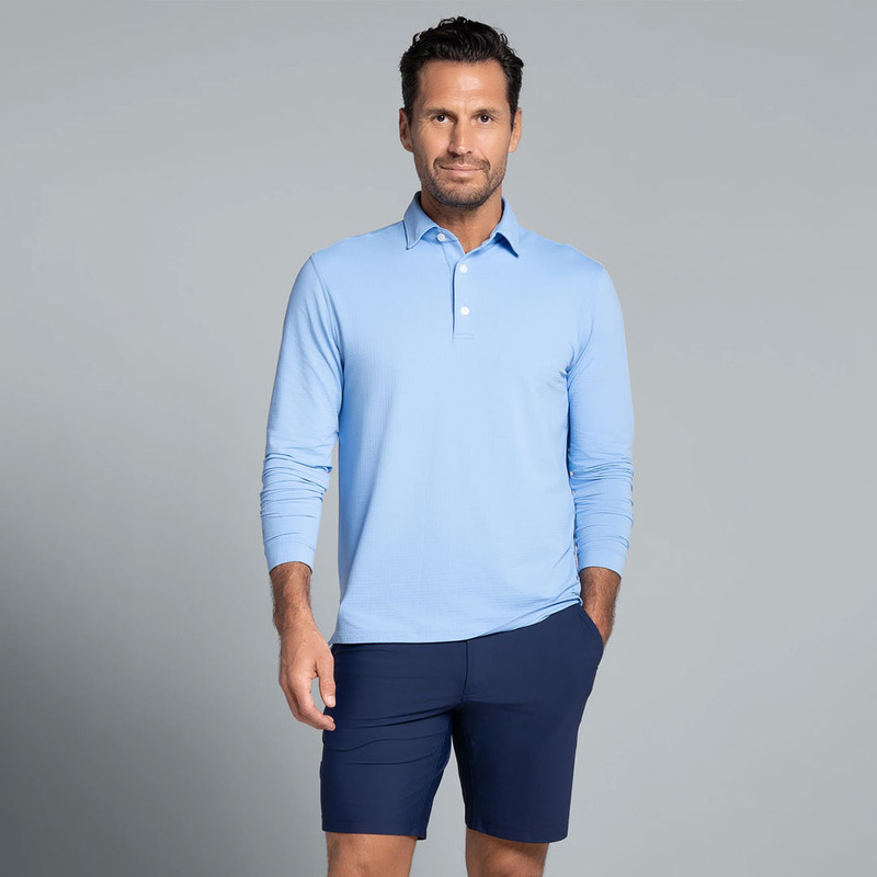 Men's Solid Long Sleeve Polo Shirt