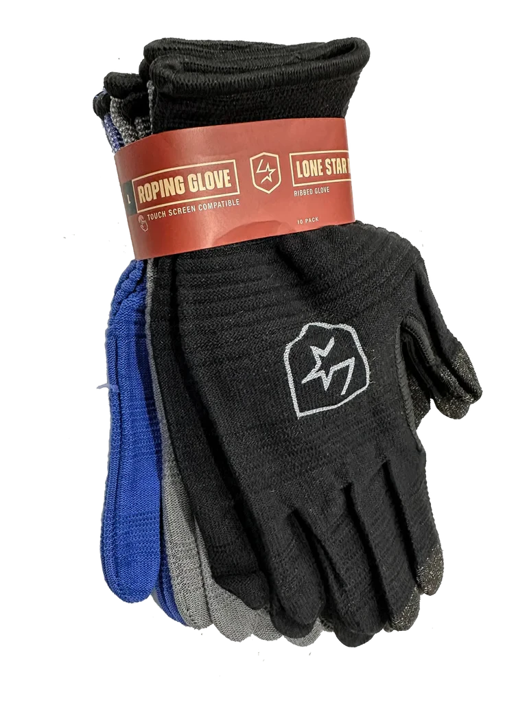 Custom Printed Roping Gloves Lone Star Ribbed Roping Gloves - Pro Roper Supply