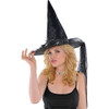 Fancy Black Witch Hat with Bow & Spider Charm