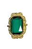 80s Chunky Stone Gold Ring Green | 1980s | Accessories