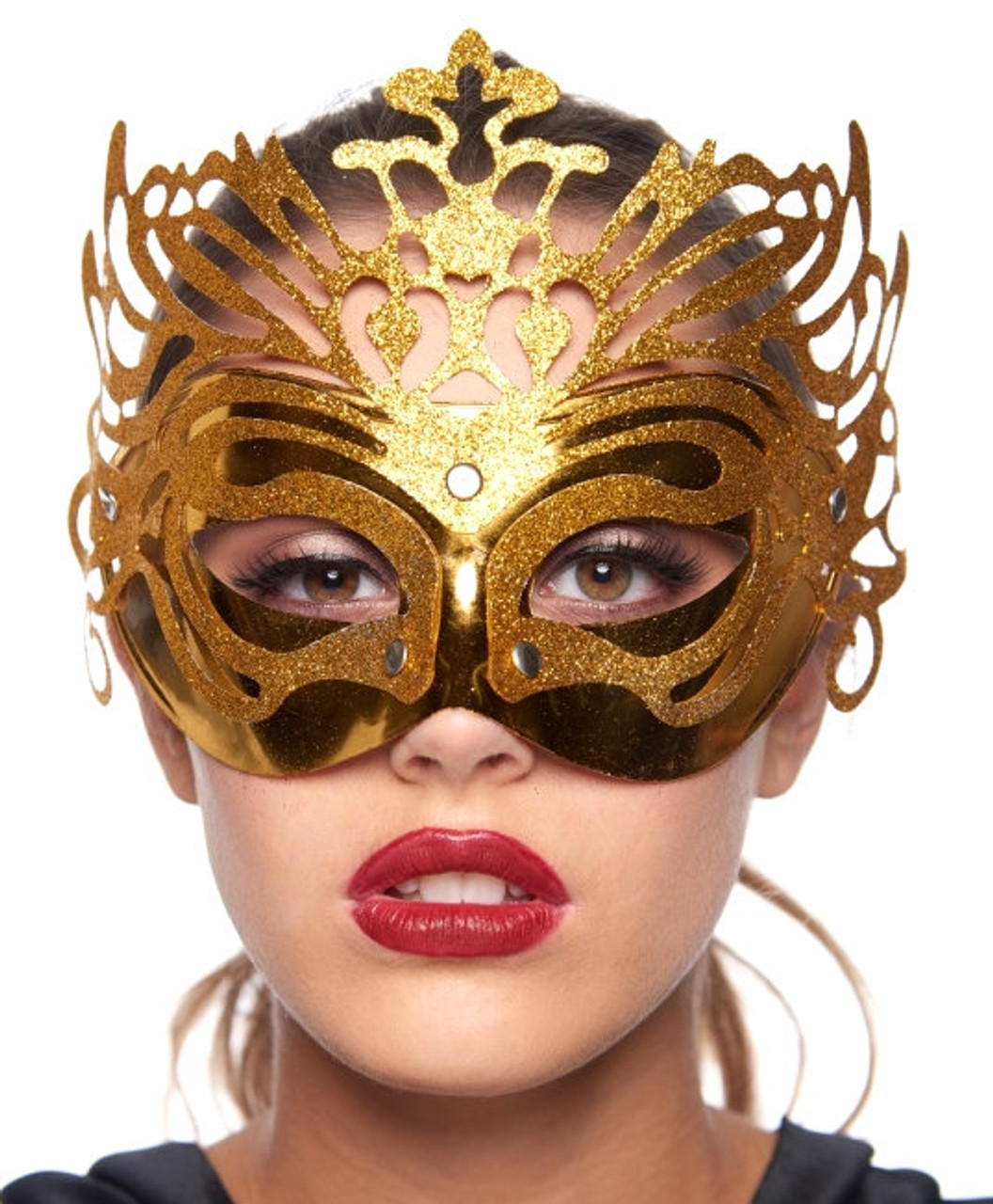 Carnival Costume Masquerade Mask with Glitter - 3 Colours - The Costume  Shoppe