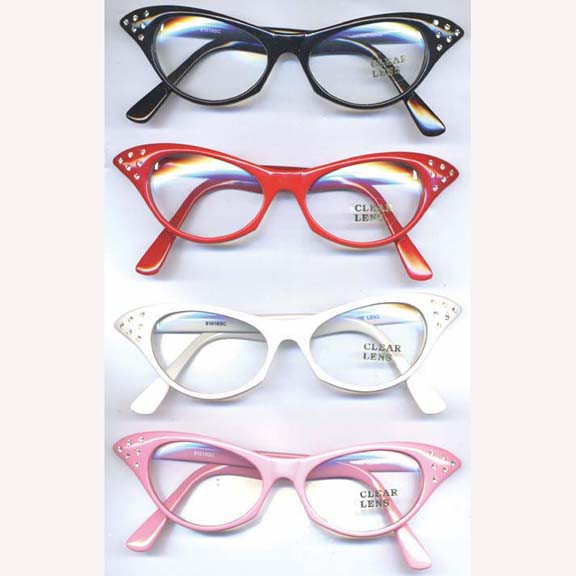 50s Librarian Clear Cat-Eye Glasses Colours 1950s Glasses and Sunglasses