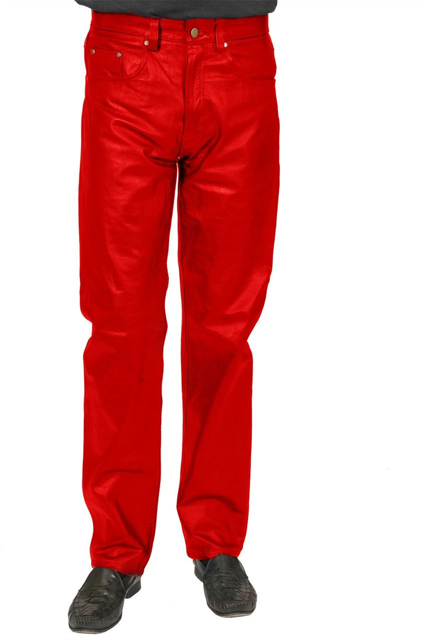 Adult Vibrant Red Pleather Costume Pants - The Costume Shoppe