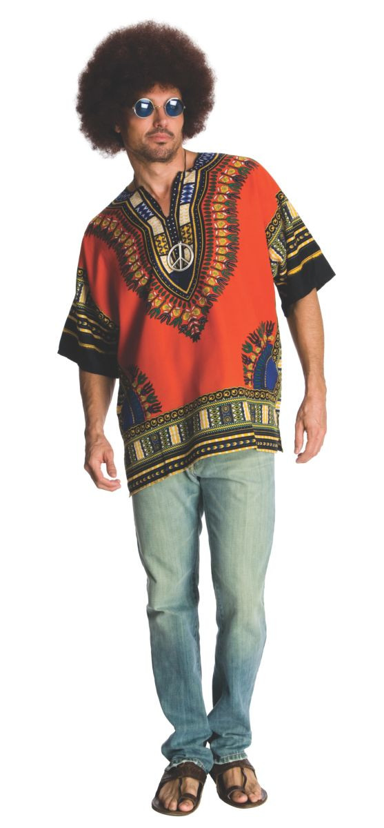 Hippie Mens 60's Costumes 60s Hippie Dashiki With Wig And