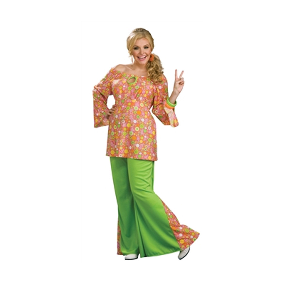 60s Girl Floral Plus Size Costume 1960s Womens Costumes The