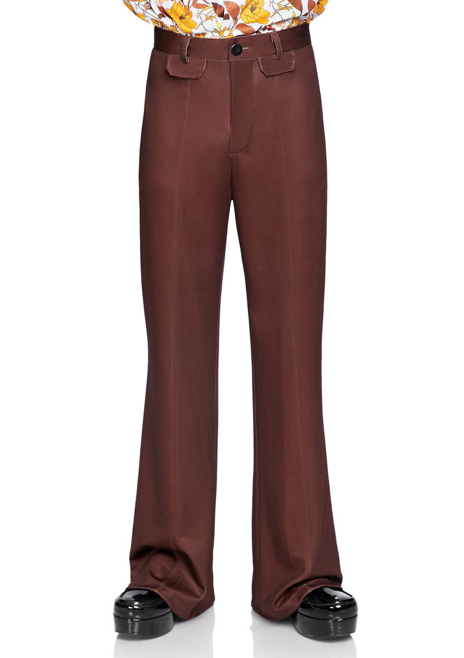 Mens 1970s Bell Bottom Trousers | Retro Burgundy Red | Mazeys – Mazeys UK