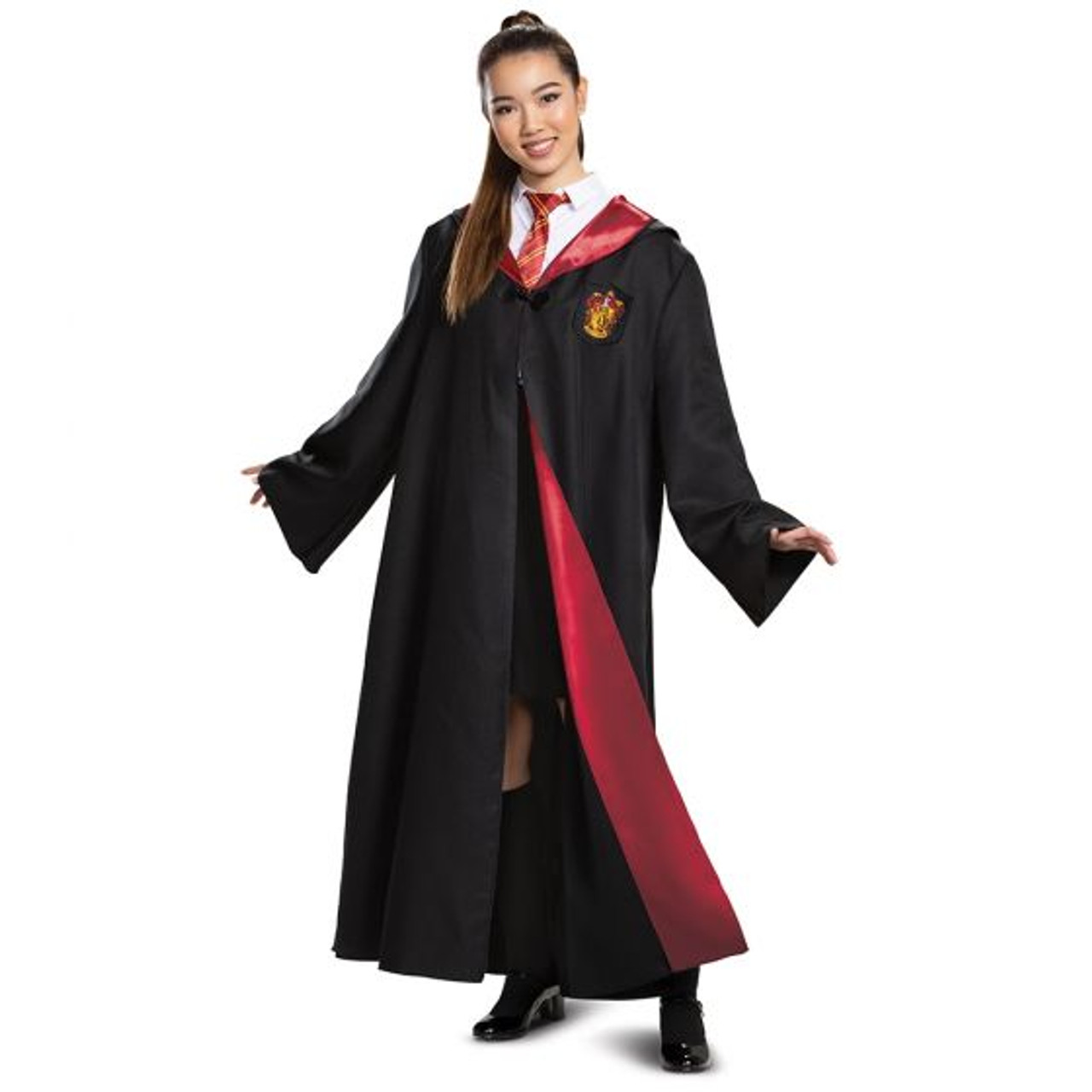 Adult Harry Potter Gryffindor Robe with Crest & Hood, Red/Black, One Size,  Wearable Costume Accessory for Halloween