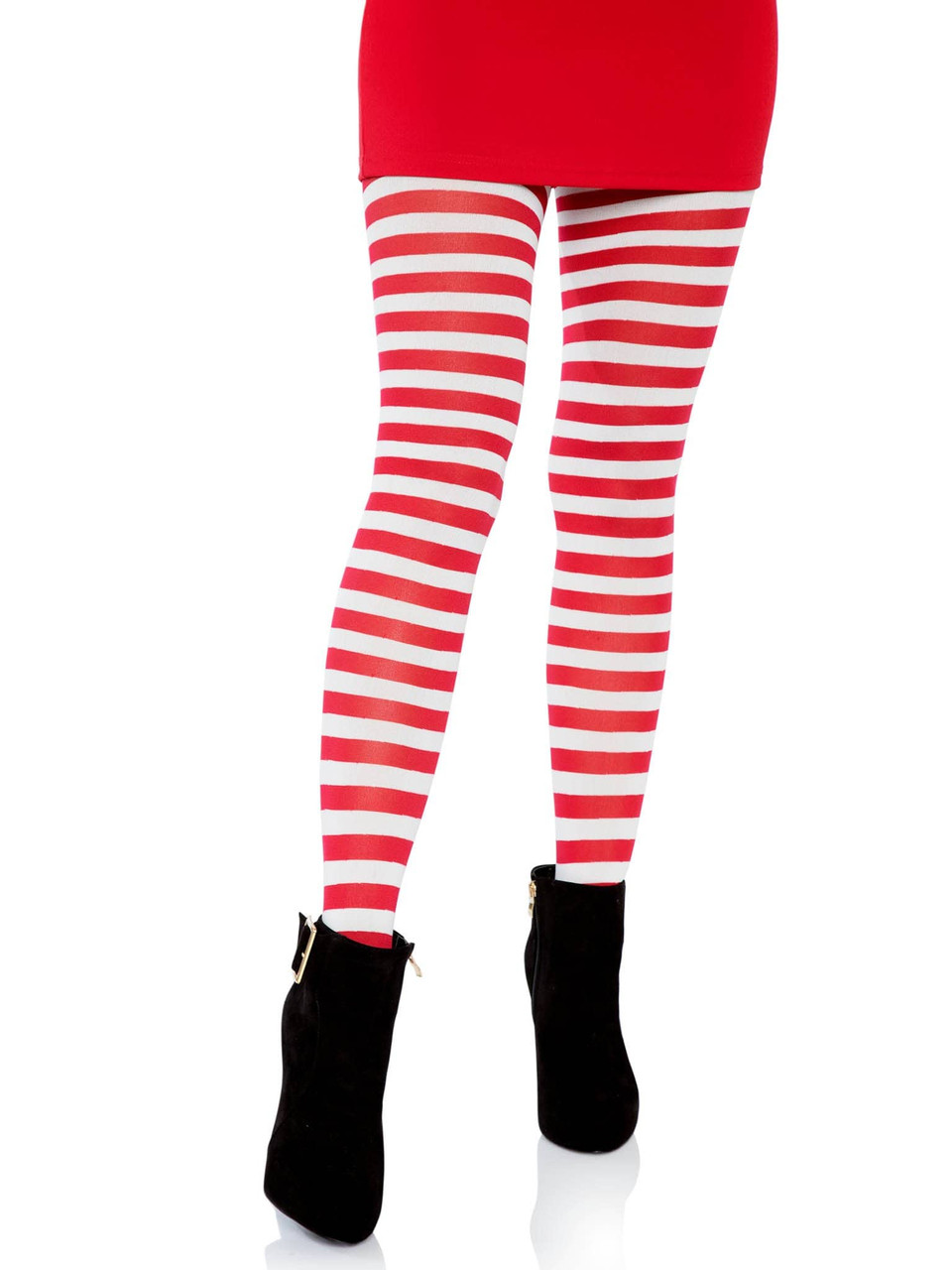 Red and White Striped Tights Adult