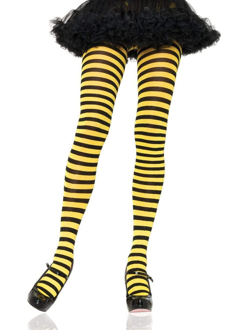 Black & Yellow Stripes 1 Inch Horizontol Stripe Bumble Bee Print Stretch  Spandex Fabric UK Sewing Apparel