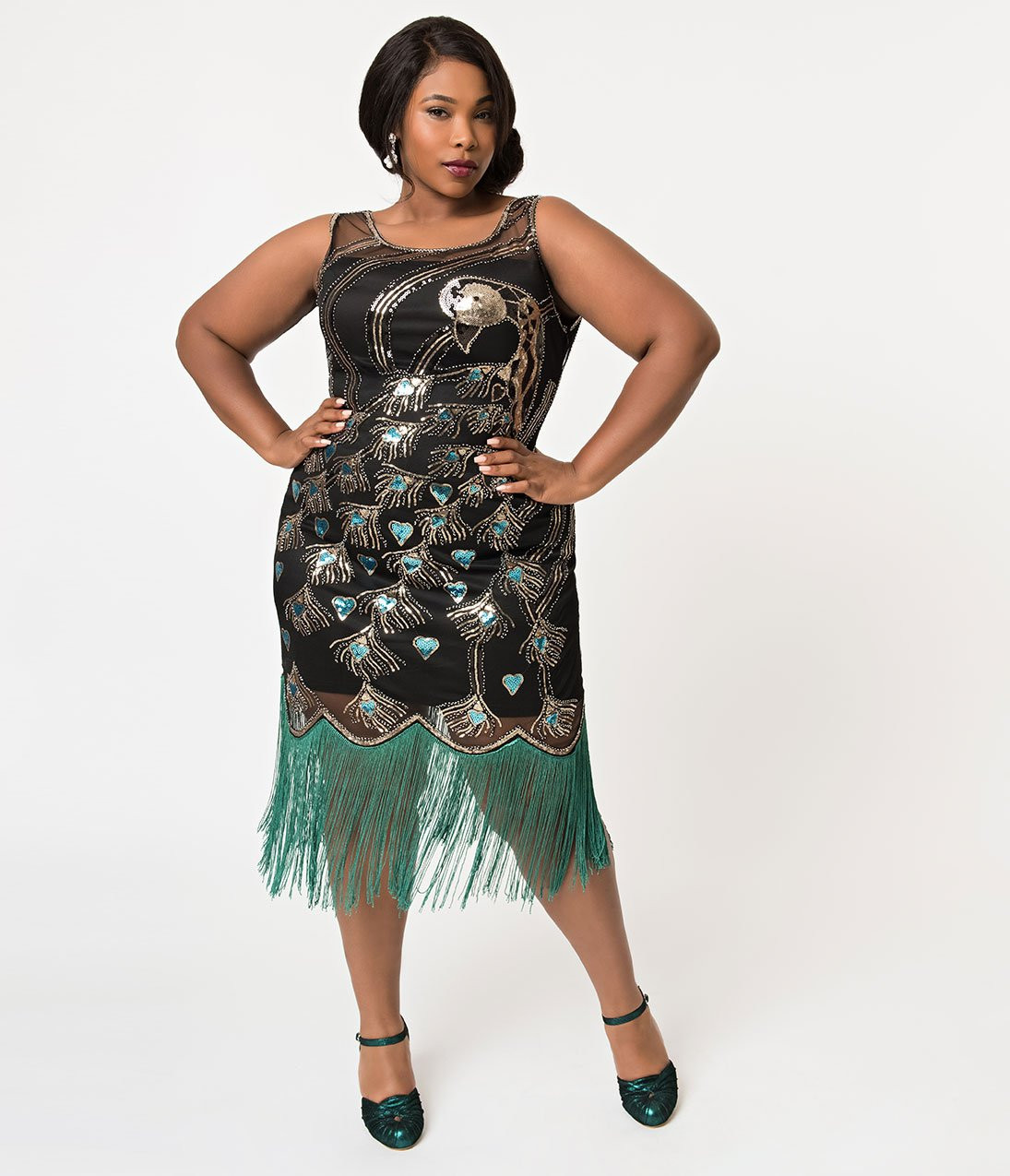 20s Antoinette Green Plus Size Dress 1920s Womens Costumes