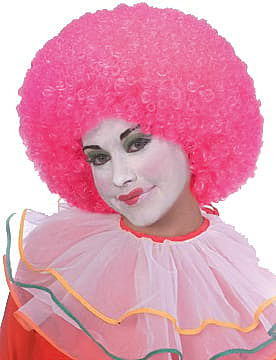 Neon Pink Clown Afro Wig Circus Wigs and Hair Pieces The