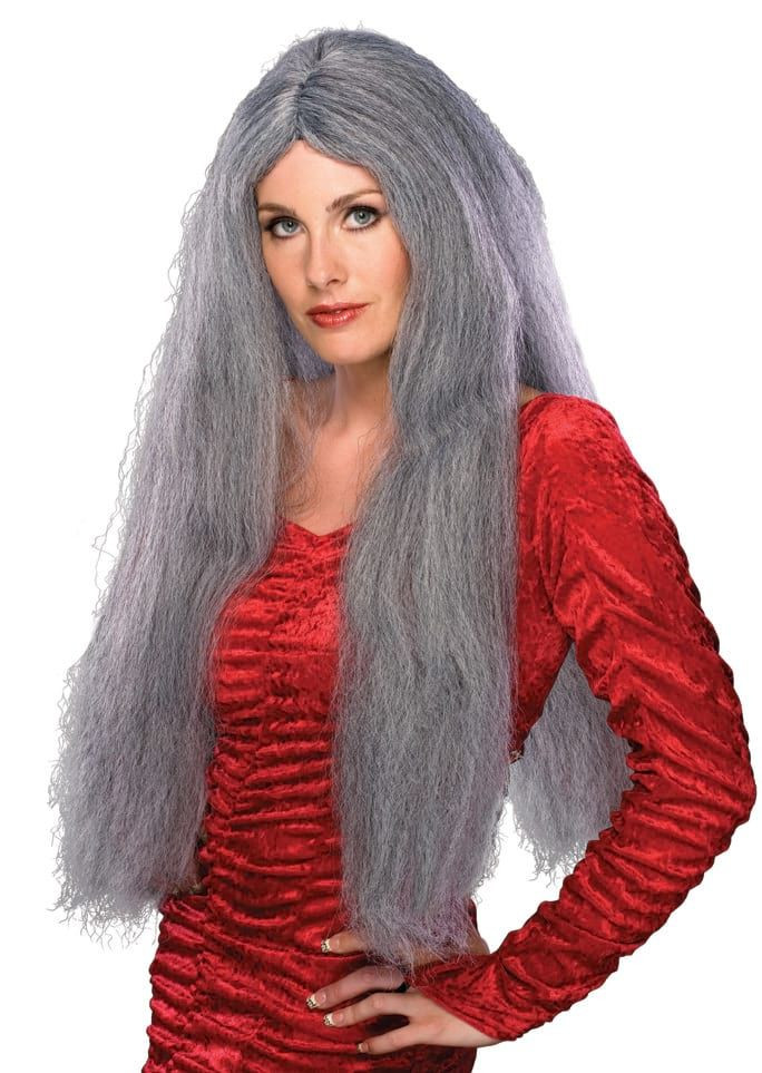 28in Long Witch Wig Grey Wig Halloween Wigs and Hair Pieces