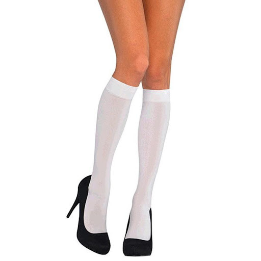White Opaque Knee High Socks Hosiery Legwear and Tights The