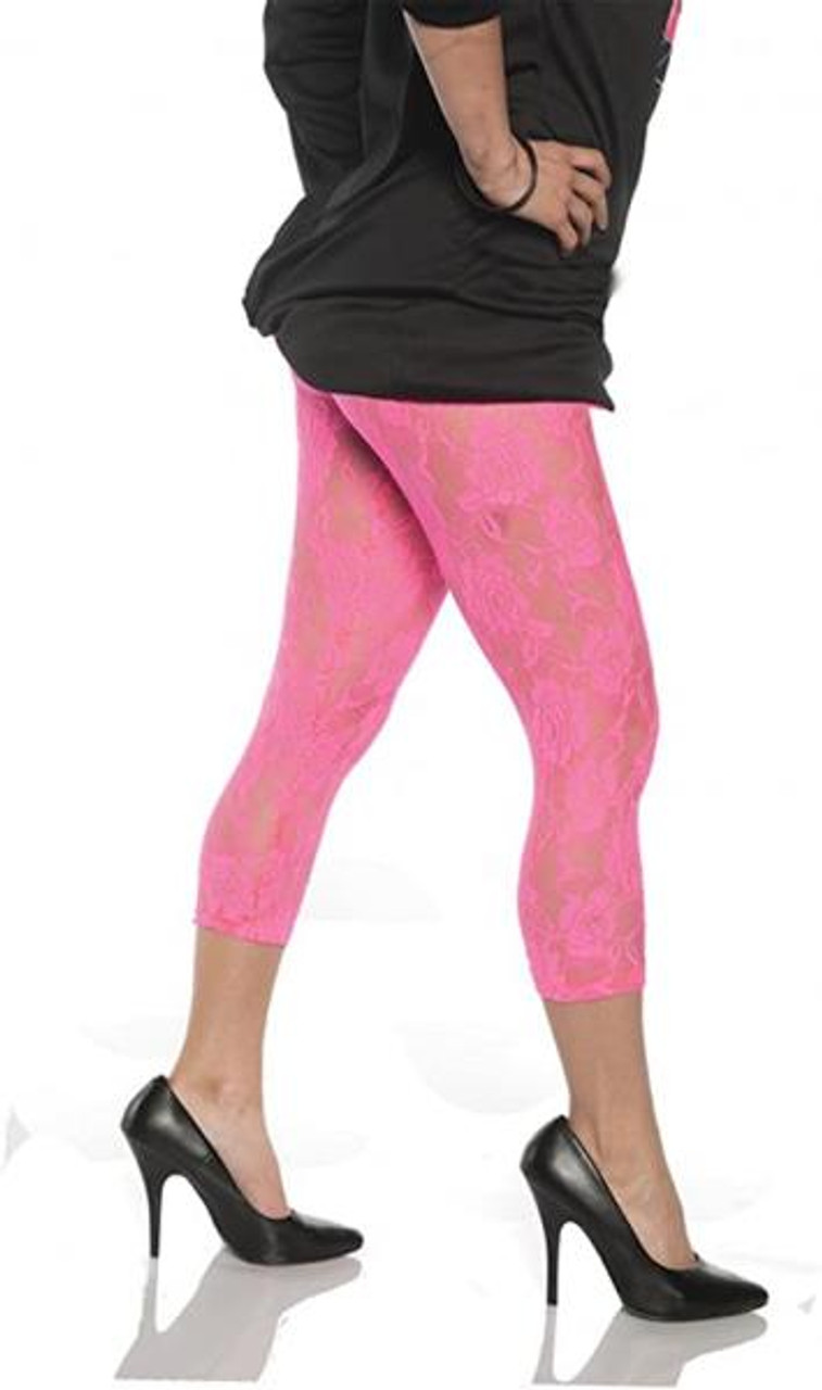 Lace Leggings Neon Pink, 80s