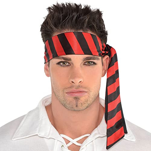 Black Red Striped Pirate Head Scarf Pirates Hats and