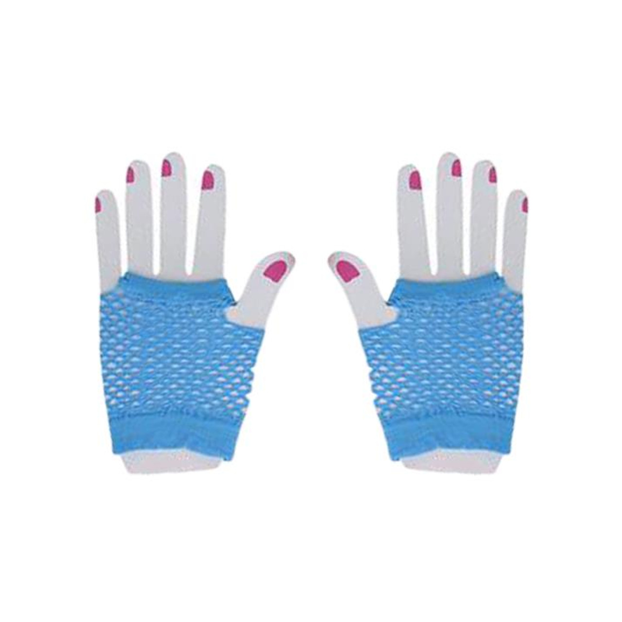 Blue Neon Fishnet Gloves | 80s | Costume Pieces & Kits