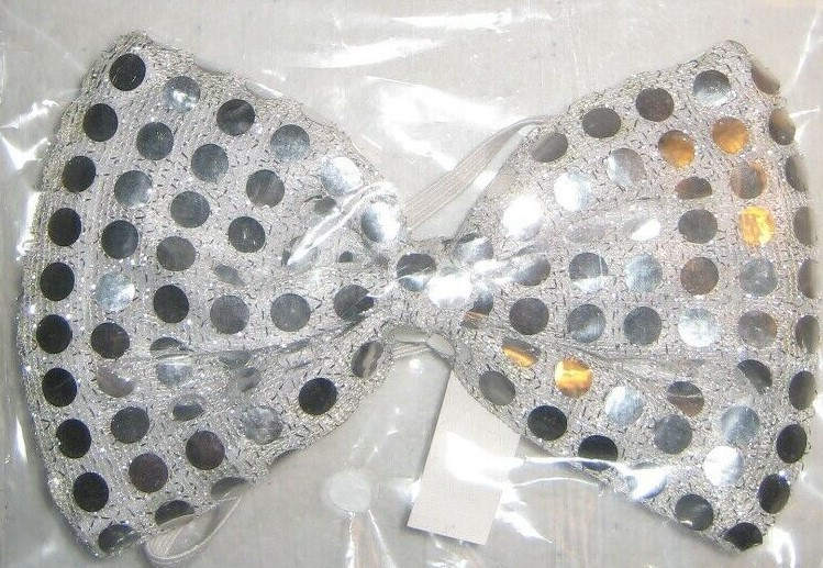 Clip On Bow Tie Red Sequin Adult Costume Accessory