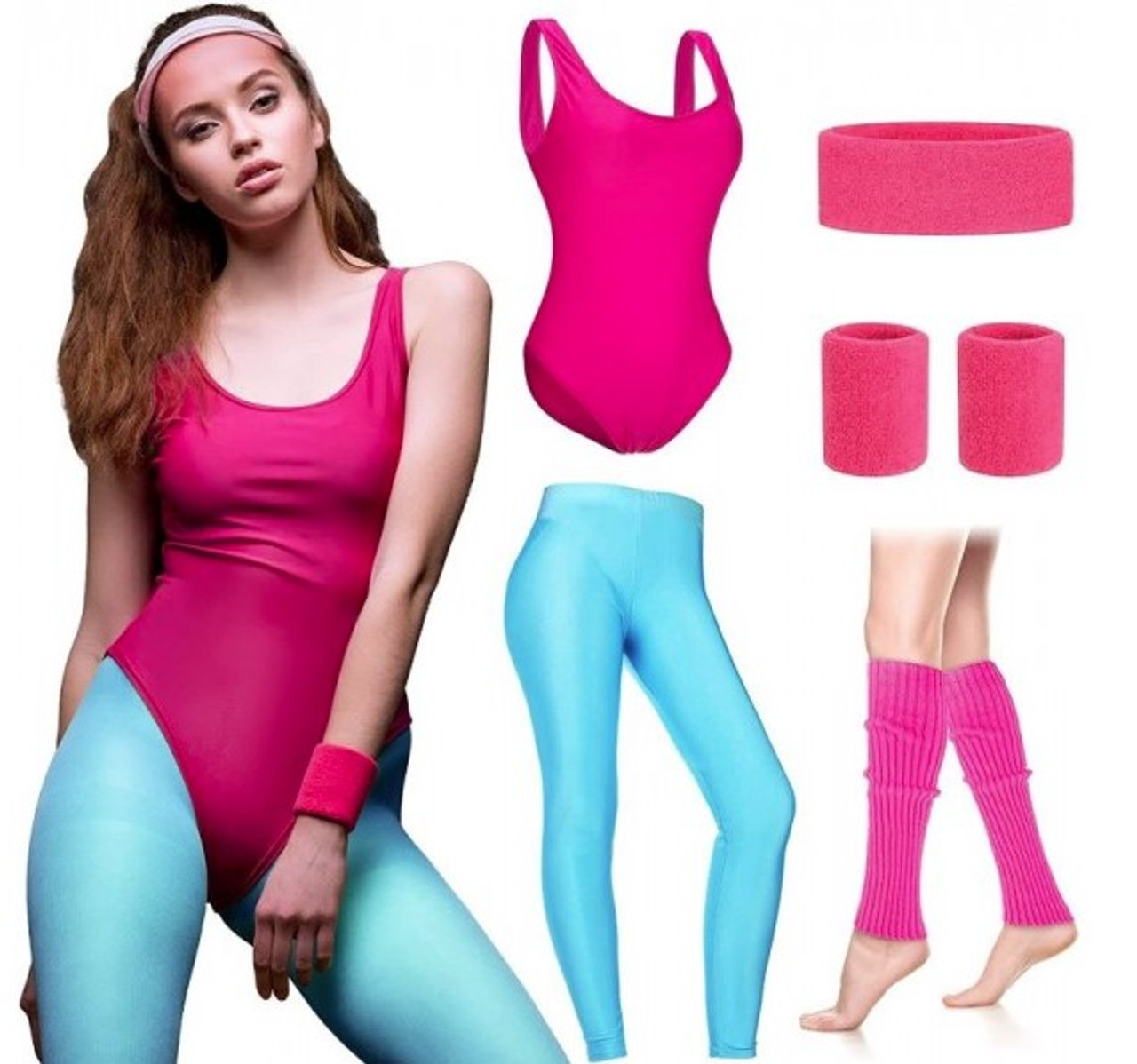 80s Pink/Blue Workout Outfit, 80s