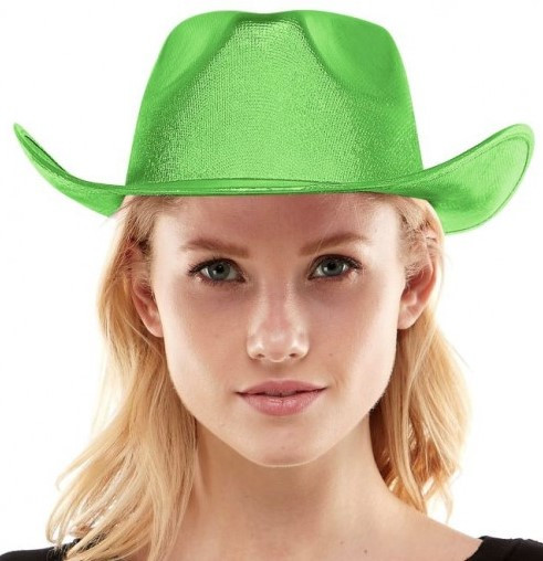 Green Metallic Cowboy Hat Festivals Hats and Headpieces The