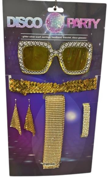Vegaoo Disco Party-Brille – Sterne-Design, Gold-silberfarben, Cooles Accessoire Für Karneval & Mottopartys